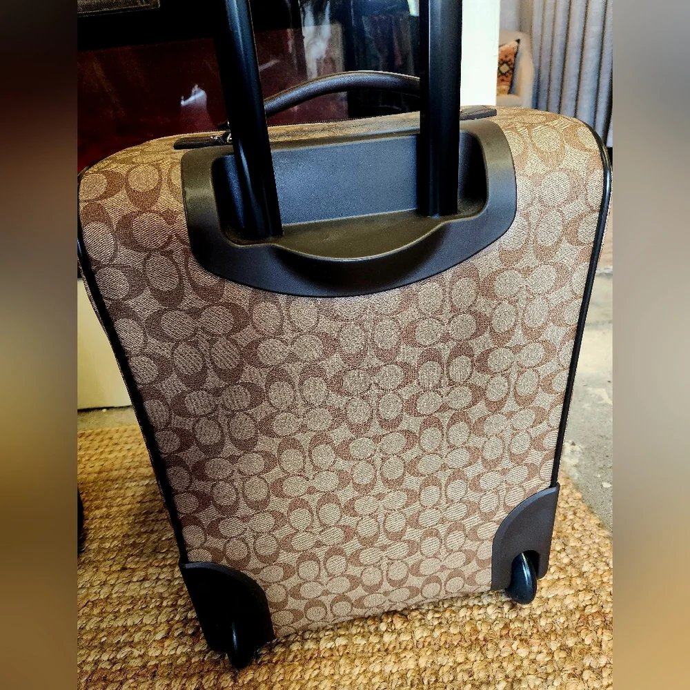 COACH Monogram Tan Camel Air Carry On Pull Bar Overhead Cruise Case Luggage NWT - Picture 3 of 7